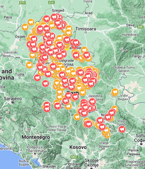 Mapa zabeleženih slučajeva upotrebe vabilica od 2000. godine