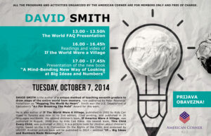 Gostovanje Dejvida Smita u Američkom kutku, utorak 7. oktobar, Obrenovićeva 20/3