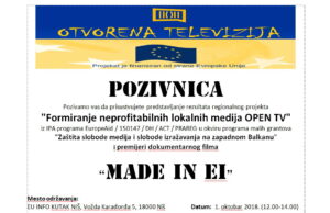 Tribina „Formiranje neprofitabilnih lokalnih medija OPEN TV“ iz IPA programa EuropeAid