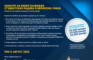 Raspisan konkurs za izbor najboljih studentskih radova o evropskim integracijima