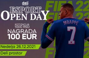 Saopštenje: Prijavi se, zaigraj FIFU 22 i osvoji 100e! E sport open day site