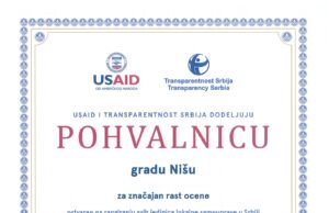 Niš dobio pohvale od USAID-a i Transparentnosti Srbija