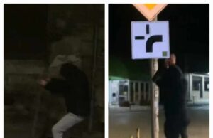 Za društvene mreže u Aleksincu: Mladić lomi drveće i udara glavom saobraćajne znakove (video)