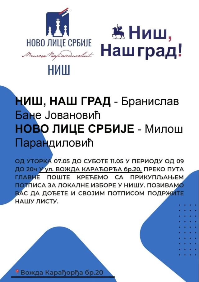Niš, naš grad Branislav Jovanović i Novo lice Srbije kreću s prikupljanjem potpisa