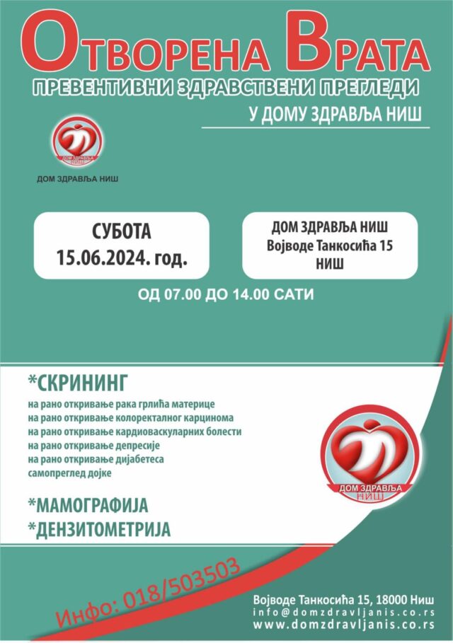 U subotu i u nedelju preventivni pregledi u Domu zdravlja U subotu i u nedelju preventivni pregledi u Domu zdravlja