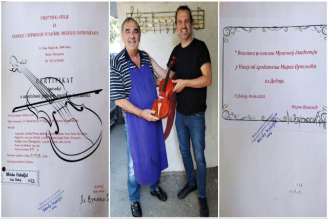 Graditelj violina iz Doboja poklonio violinu niškom Fakultetu umetnosti