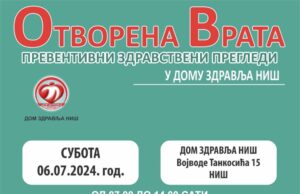 Pored preventivnih pregleda, ove subote u Domu zdravlja i savetovanje o socijalnoj zaštiti Otvarena vrata