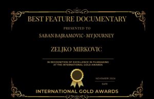 FILM O ŠABANU POBEDIO NA FESTIVALIMA U NJUJORKU I KALKUTI International Gold Awards Certificate