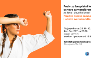 Poziv za besplatni kurs osnove samoodbrane za žene Kurs osnove samoodbrane za žene