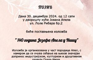 Danas se održava izložbe pod nazivom „140 godina Jozefa Apela u Nišu“ 140 godina Jozefa Apela u Nišu