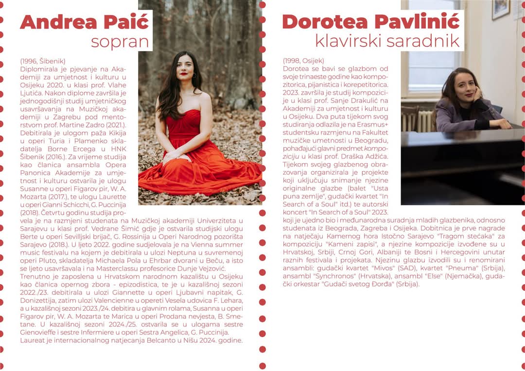 Andrea Paić sopran i Sorotea Pavlinić klavirski saradnik