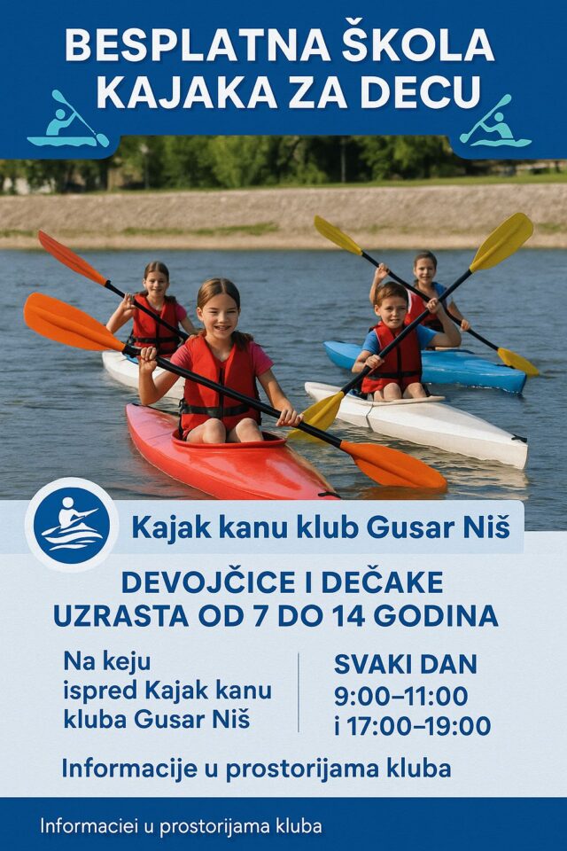 Besplatna škola kajaka za najmlađe na Nišavi Besplatna škola kajaka za najmlađe na Nišavi