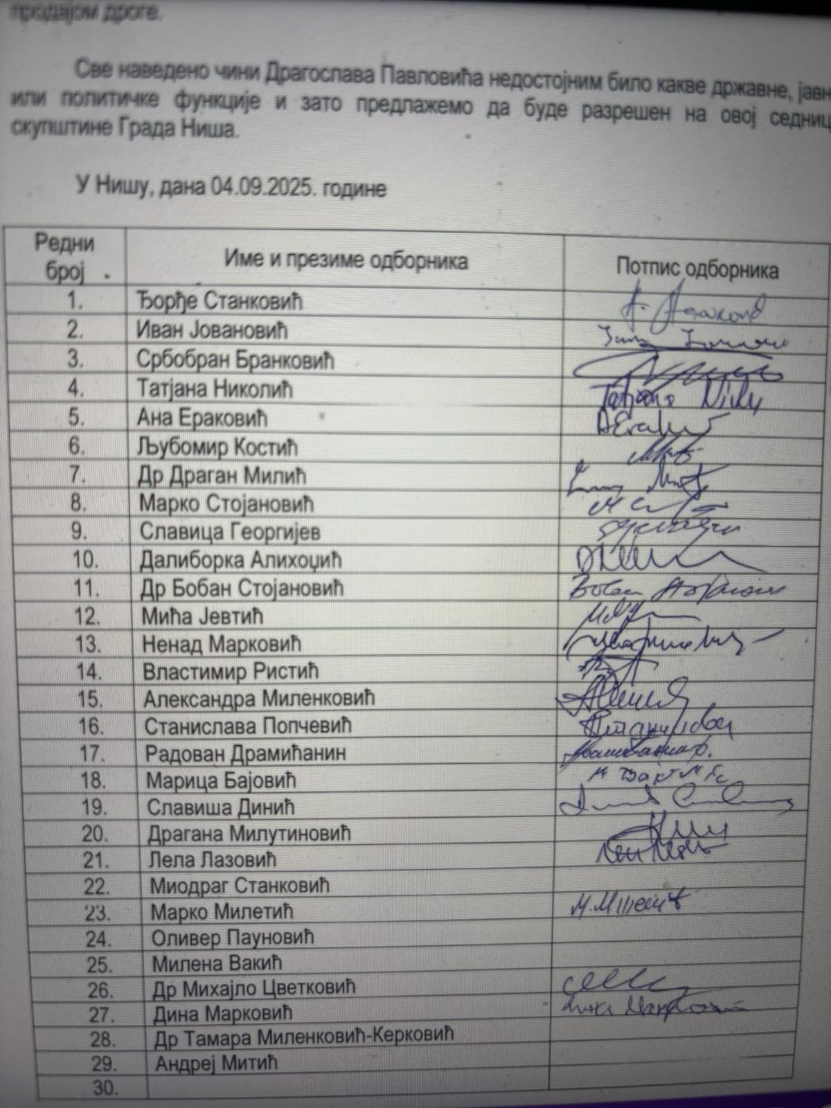 Potpisi opozicije
