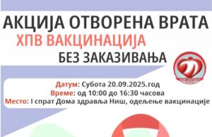 U subotu vakcinacija protiv HPV-a u Domu zdravlja Niš Vakcinacija protiv HPV-a u Domu zdravlja Niš