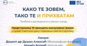 Tribina o inkluzivnom jeziku i odgovornosti u javnom govoru na Filozofskom fakultetu u Nišu Tribina o inkluzivnom jeziku i odgovornosti u javnom govoru