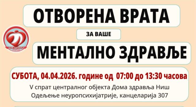 Dan otvorenih vrata za mentalno zdravlje u Domu zdravlja Niš Dan otvorenih vrata za mentalno zdravlje