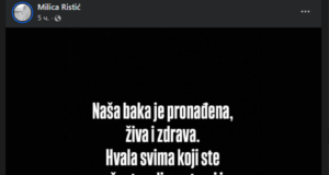 Nakon dva dana potrage pronađena 80-godišnja Stanimirka iz Niša