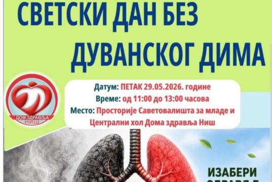 Dom zdravlja Niš obeležava Svetski dan bez duvana edukacijom mladih