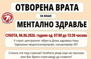Dan otvorenih vrata za mentalno zdravlje u subotu u Domu zdravlja Niš
