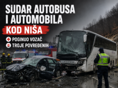 Sudar autobusa i automobila kod Niša – poginuo vozač, troje povređenih