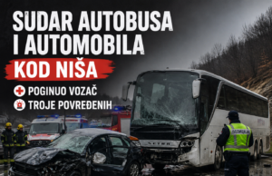 Sudar autobusa i automobila kod Niša – poginuo vozač, troje povređenih Sudar autobusa i automobila