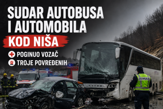 Sudar autobusa i automobila kod Niša – poginuo vozač, troje povređenih
