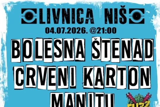 Pank spektakl u Livnici: Crveni karton, Bolesna štenad i Manitu 4. jula u Nišu