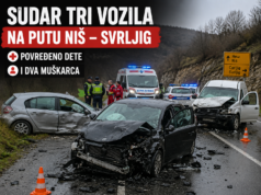 Sudar tri vozila na putu Niš – Svrljig. Povređeno dete i dva muškarca