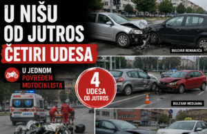 U Nišu od jutros četiri udesa. U jednom povređen motociklista U Nišu od jutros četiri udesa