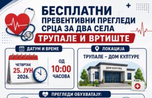 Nova akcija besplatnih preventivnih pregleda srca. Na red došli meštani Trupala i Vrtišta