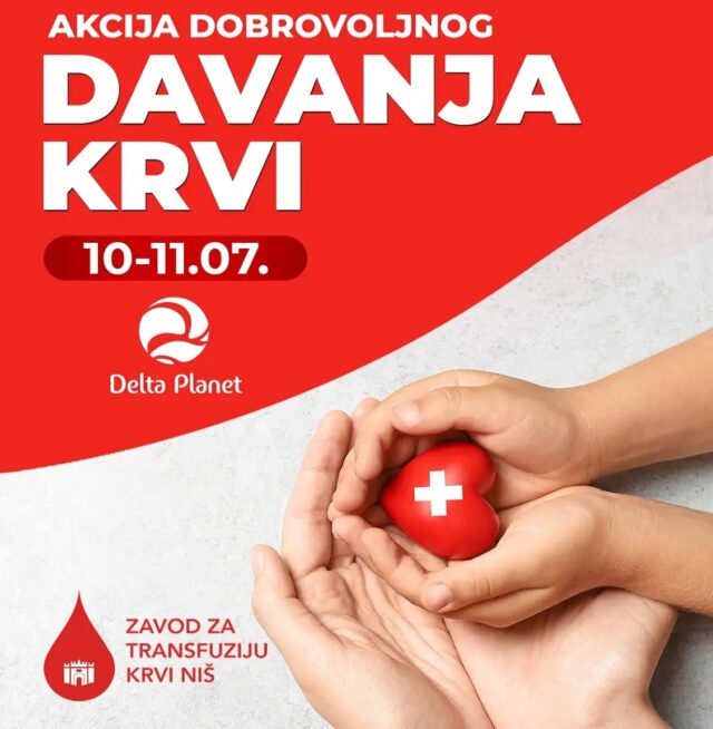 Akcija dobrovoljnog davanja krvi danas i sutra u Delta planetu Akcija dobrovoljnog davanja krvi danas i sutra u Delta planetu