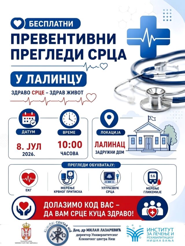 Besplatni preventivni kardiološki pregledi u Lalincu