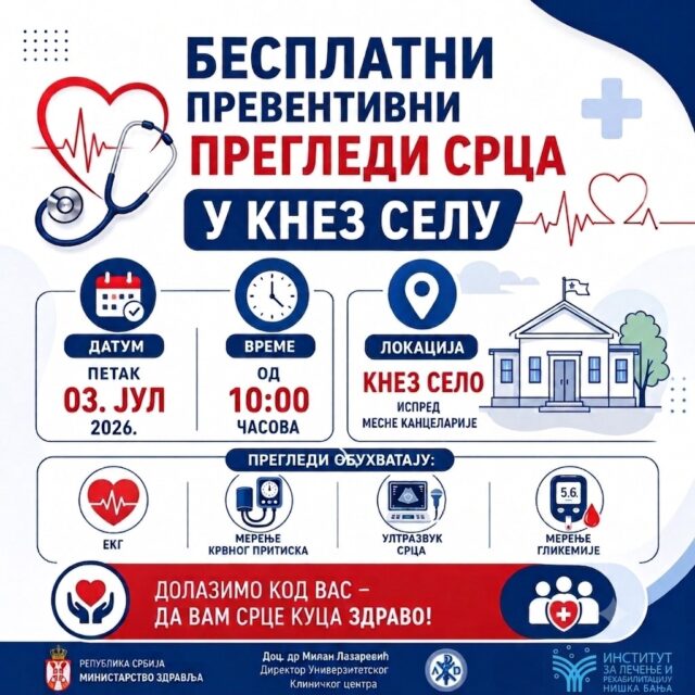 Besplatni preventivni pregledi srca stižu u Knez Selo
