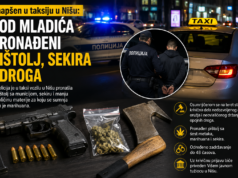 Uhapšen u taksiju u Nišu: Kod mladića pronađeni pištolj, sekira i droga