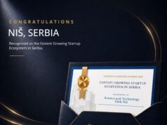 Niš dobitnik priznanja za najbrže rastući startap ekosistem u Srbiji za 2026. godinu Priznanje Fastest Growing Startup Ecosystem in Serbia