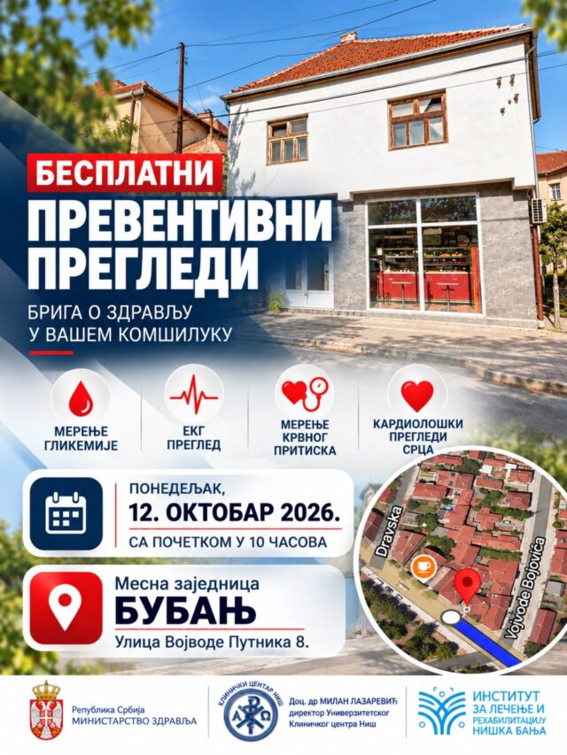 Besolatni preventivni pregledi mesna zajednica Bubanj