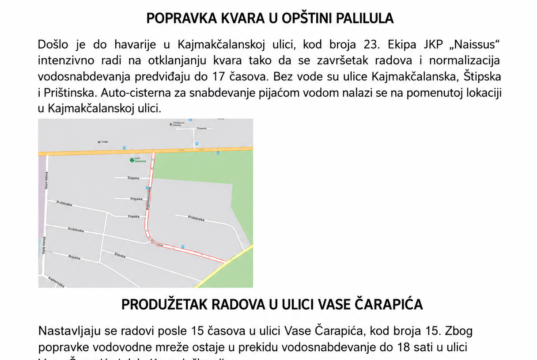JKP NAISSUS – HAVARIJA U KAJMAKČALANSKOJ
