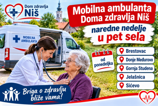 Mobilna ambulanta Doma zdravlja Niš naredne nedelje u pet sela