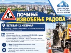 Kreće zamena površinskog sloja asfalta na Bulevaru 12. februar od naplatne rampe do ulice Vazduhoplovaca Radovi na kolovozu u Bulevaru 12. februar