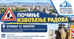 Kreće zamena površinskog sloja asfalta na Bulevaru 12. februar od naplatne rampe do ulice Vazduhoplovaca Radovi na kolovozu u Bulevaru 12. februar