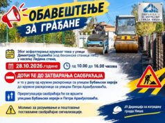 Saobraćaj zatvoren u delu ulice Dimitrija Tucovića zbog asfaltiranja kružnog toka Saobraćaj zatvoren u delu ulice Dimitrija Tucovića